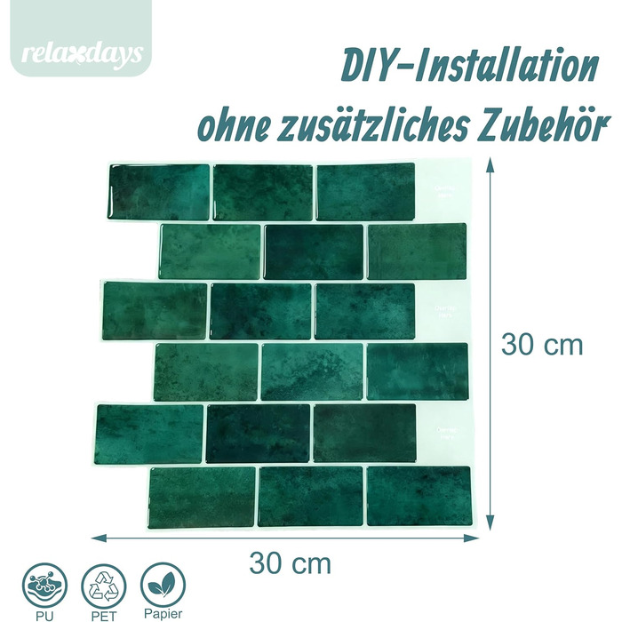 Клейкая самоклеющаяся плитка 30 х 30 см 20 шт Relaxdays