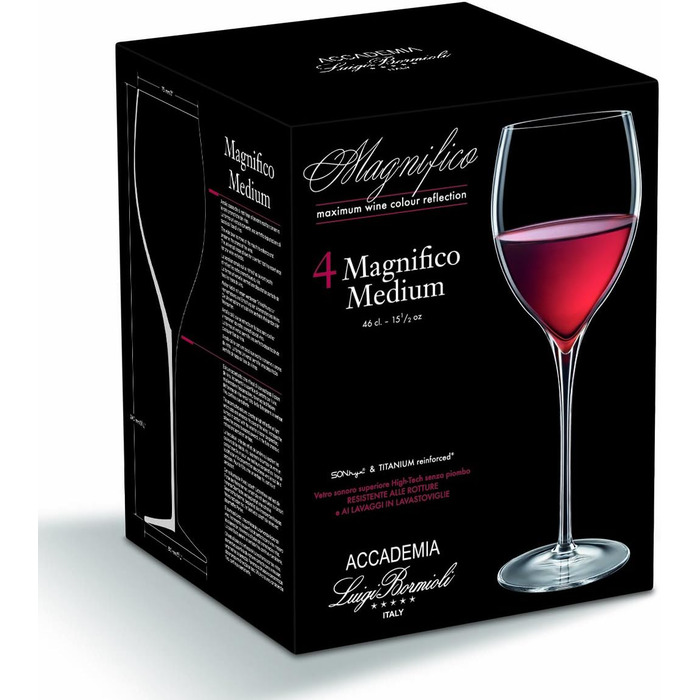 Келих для вина Luigi Bormioli Magnifico середній 46 мл упакований в коробку 4 шт. и Набір з 4 прозорих