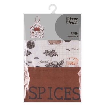 Фартук Ardesto Spice 68х80см, 90% полиэстер, 10% хлопок, бело-коричневый