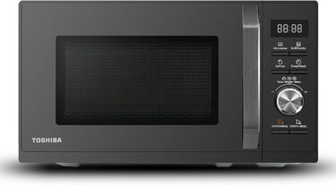 Мікрохвильова піч Toshiba MW3-AG20PE(BK) з грилем 20 л, 3-в-1, розморожування шеф-кухаря, мікрохвильова піч, гриль, комбінована піч, 5 рівнів потужності, 8 автоматичних програм, легке очищення, чорний колір, гриль 20 л, чорний