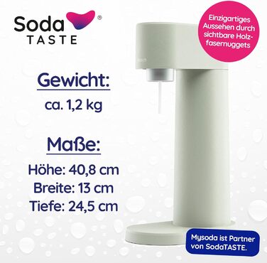 Набор для газирования воды, 4 предмета, классик + яблоко, светло-зеленый Mysoda Woody SodaTASTE
