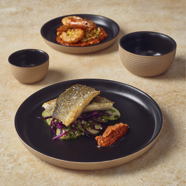 Тарілка 25*h 2.5 см см, Kava Black Stoneware Ribbed, GenWare