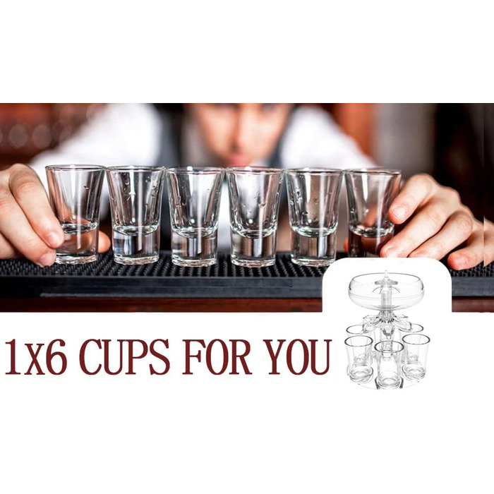 АЛЄВМУМ Набір з 6 дозаторів та підставки для шотів, багатофункціональний дозатор для бару, для наповнення рідинами, тримач для коктейлів, лікеру, шотів, інструмент для напоїв з пензликом, прозорий