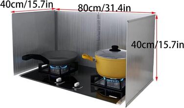 Кухонний фартух, складана стінка, захист від бризок, масляний бар&39єр, плита, складаний, нержавіюча сталь, жироварка, кухонний фартух (40x80x40 см)