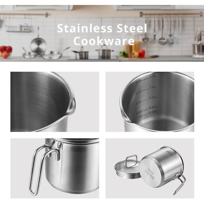 Кастрюля из нержавеющей стали со стеклянной крышкой 1.9 л jalz jalz