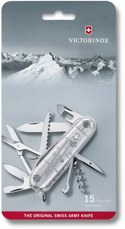 Нож Victorinox Huntsman 91мм/15funk/серебристый прозрачный (блистер)