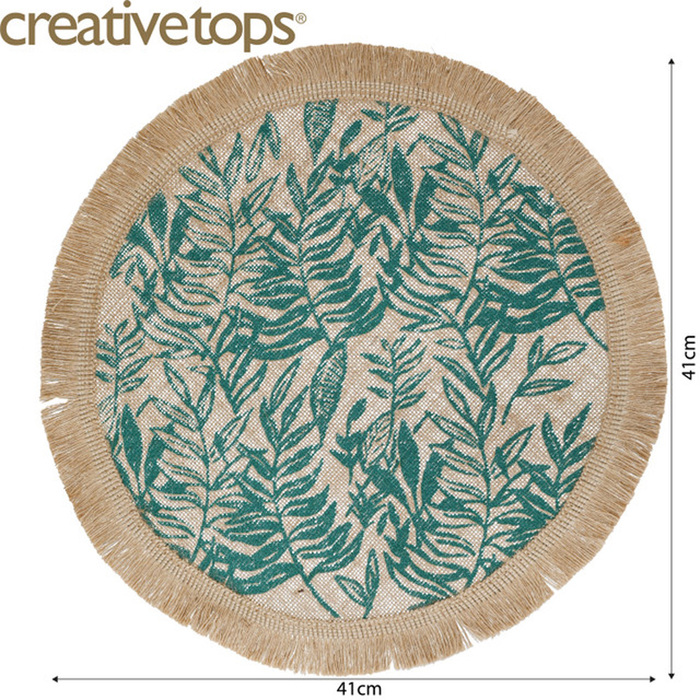 Набір плейсматів Creative Tops Green Leaf, джут, діам. 41 см, 4 пр.