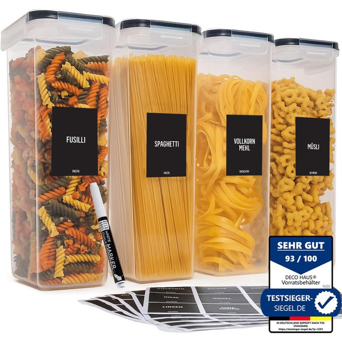 Набор из 4 контейнеров для хранения 2,8 л, прозрачный/черный Deco haus