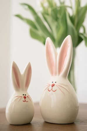 Набір декоративних елементів Heitmann керамічна пасхальна прикраса з порцеляновим ефектом, для встановлення, біла, приблизно 12,5 x 10,5 x 8 см (білий зайчик)