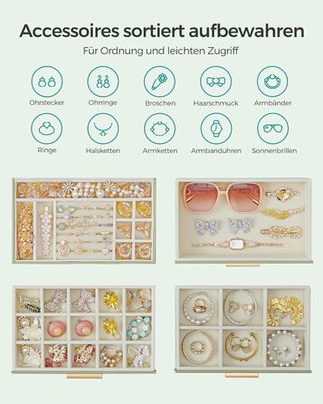 Органайзер для ювелирных изделий 4-уровневый зеленый SONGMICS