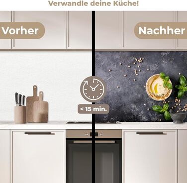 Кухонний фартух 60x80 см Самоклеючий захисний екран для кухні Кухонний фартух Кухонні фасади Кухонні фартухи Кухонна стіна Вода - Пейзаж - (Десерт - Базилік, 60 x 80 см)