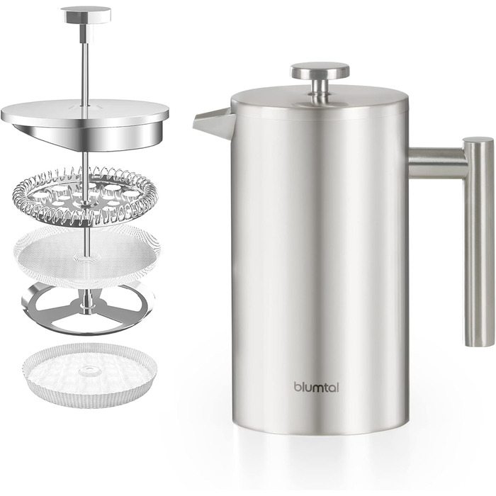 Френч-пресс на 3 чашки, 600 мл, нержавеющая сталь Blumtal