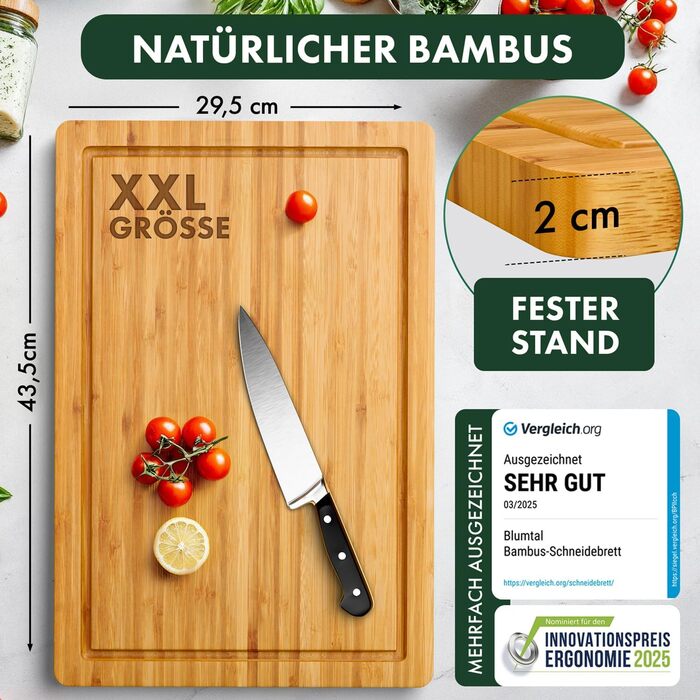 Обробна дошка 43,5 x 29,5 x 2 см, бамбук Blumtal