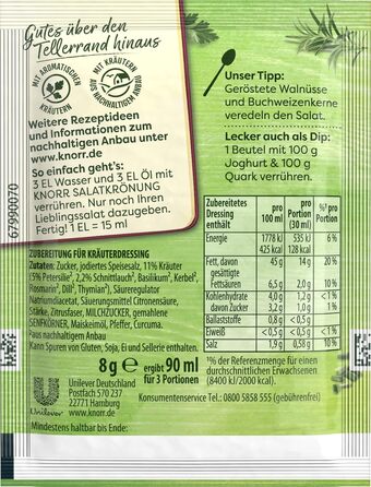 Заправка для салату Knorr з травами для смачної заправки для салату з натуральними інгредієнтами* 15 шт. 5 шт. (7 трав)