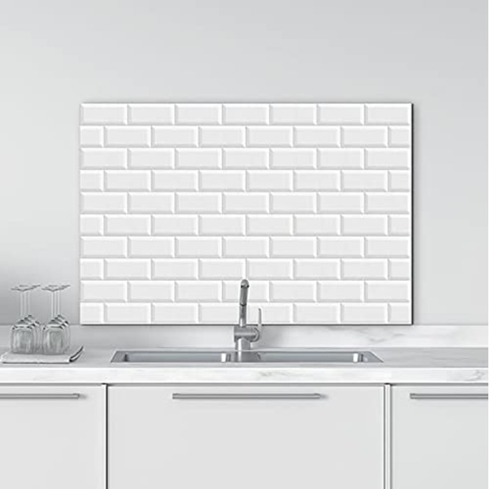 Алюмінієвий кухонний фартух, виготовлений в Італії, захищає плиту та стіну, миється та легко встановлюється, металевий фартух, 48 x 72 см (48x72, Білі цегли)