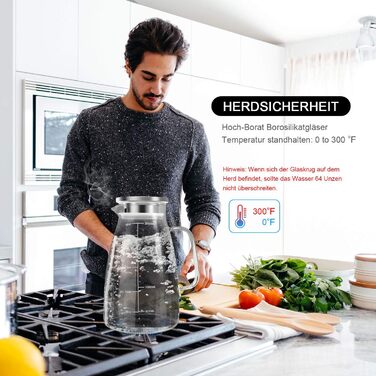 Стеклянный кувшин с крышкой и мерной шкалой 2 л Aofmee