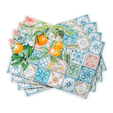 Бавовняні килимки для серветок, набір з 4 шт. , декоративні килимки для серветок, пасхальні килимки, що миються, для свят, вечерь, весни, літа (33 см x 48 см) (026 - Цитрус), 39Hermine 100