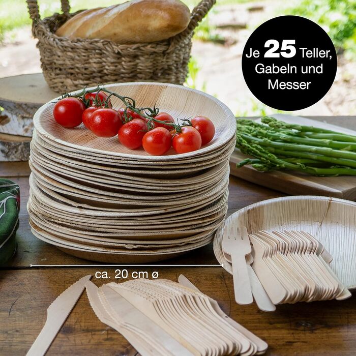 Набор тарелок из пальмовых листьев, круглые, 75 предметов Moritz & Moritz