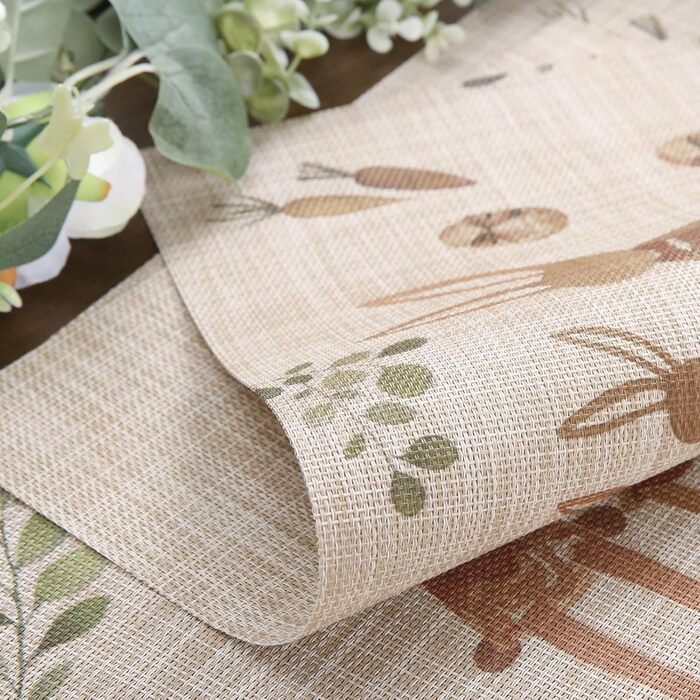 Двосторонні килимки для серветок, що миються, набір із 6 шт. , пасхальні яйця з квітами, прикраса столу з мультяшним кроликом, пасхальні, весняні, бенкетні килимки, декор для святкової вечірки, сезонні килимки, бежевий (світло-коричневий 9)