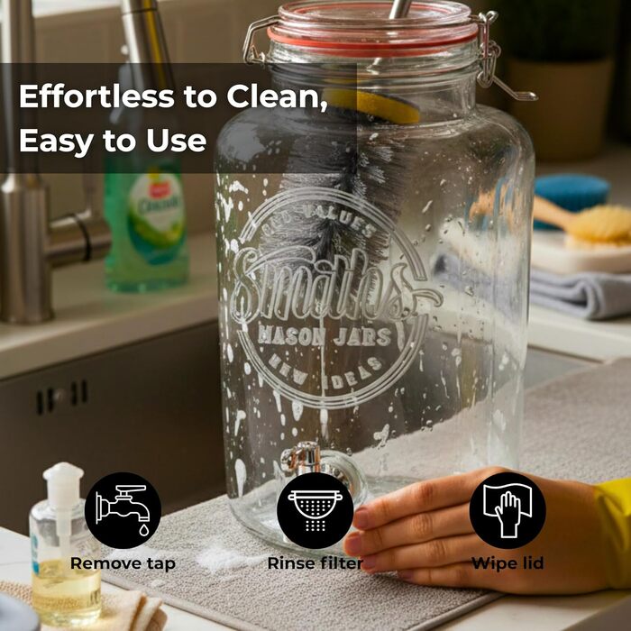 Скляний диспенсер для напоїв з краном 5 л Smiths Mason Jars