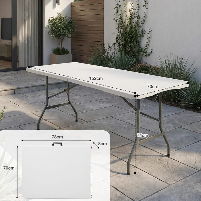 Складной фуршетный стол 152 х 70 х 74 см белый Sekey