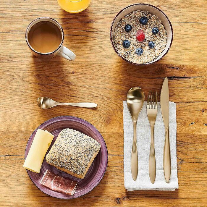 Сніданок для 6 осіб у вінтажному вигляді, кераміка з ручним розписом, набір посуду з 18 предметів, синій, керамограніт (ягідний), 931492 Bel Tempo II
