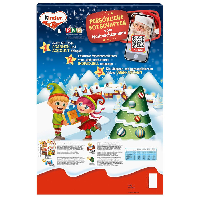 Різдвяний адвент-календар, 24 шоколадні делікатеси 150 г Mini Mix Kinder