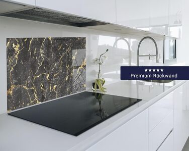 Фартух для плити timalo, настінна раковина, кухонний фартух, скляний вигляд Акрилове скло 2 мм Скляний фартух, акрилові скляні кухонні панелі, захисна панель для фартуха Мармурове біле золото (60x52 см, 67- Мармурове чорне золото)