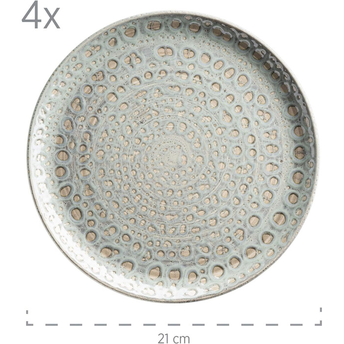 Набір посуду з ручним розписом MSER серії 931743 Spicy Market для 4 осіб у середземноморському вінтажному дизайні, комбінований сервіз із 16 предметів із кераміки, кераміки (зелений)