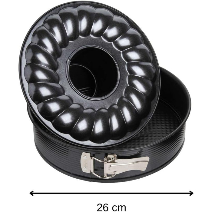 Каструля Zenker 6508 Пружинна форма з плоским і трубчастим дном Ø 26 см, чорний металік