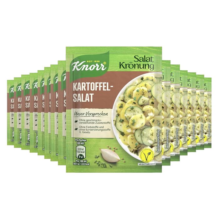 Заправка для салату Knorr з кроповими травами для смачної заправки для салату з натуральними інгредієнтами* 5 x 3 порції 15 шматочків кропової зелені (картопляний салат, 40 г (15 шт. у упаковці))