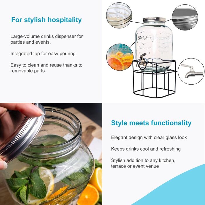 Диспенсер для напитков стеклянный 2 шт 4 л INTIRILIFE