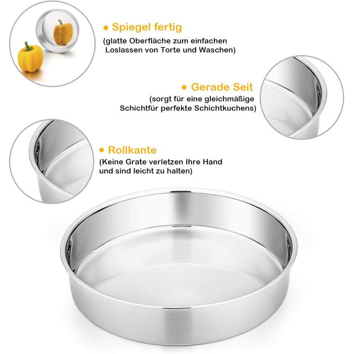 Форма для випікання кругла 20 см, набір 2 предмети, нержавіюча сталь Homikit