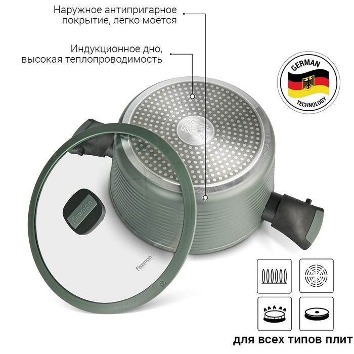 Каструля Fissman BRILLIANT 28x13,5 см / 7,1л зі знімними ручками (14383)