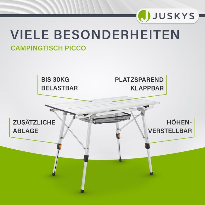 Складной алюминиевый стол 90x52 см Juskys