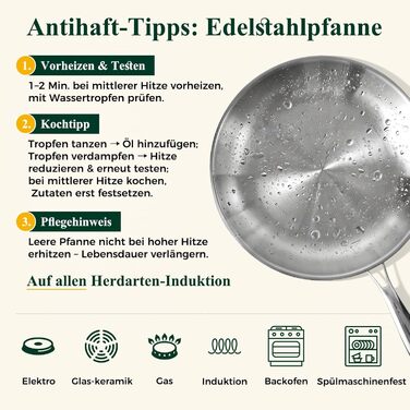 Набір сковорідок з нержавіючої сталі 20/26/30 см Terlulu