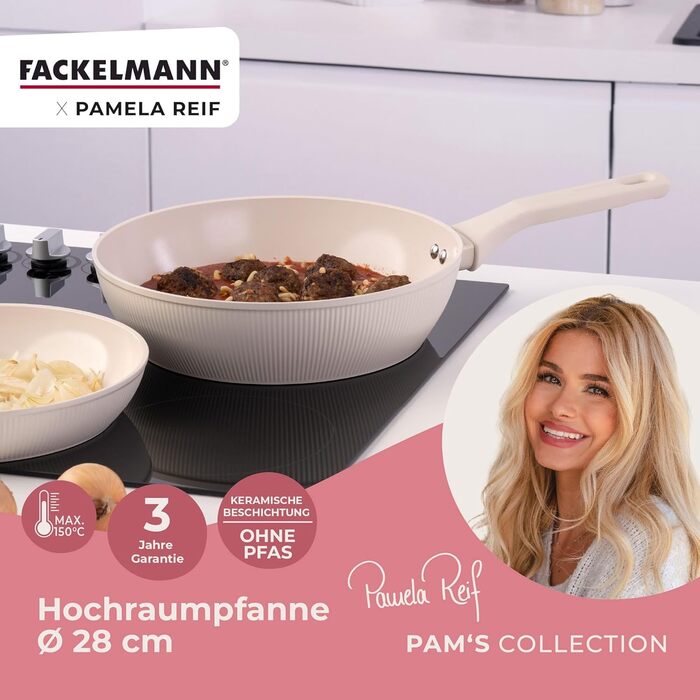 Сковорода глубокая 28 см с ребристым дизайном, пастельно-бежевый Pamela Reif Fackelmann