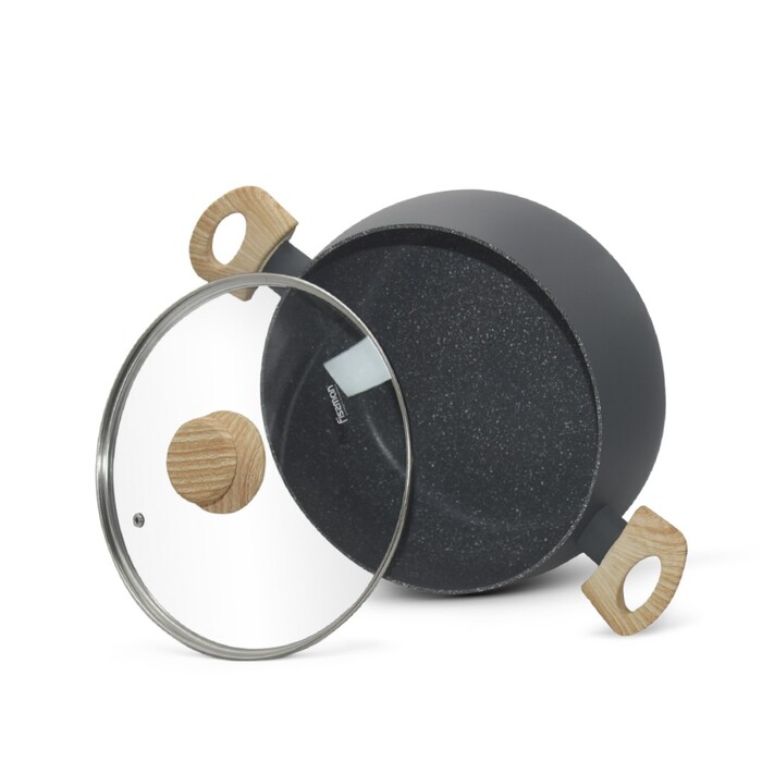 Кастрюля Fissman LANA 20x10 см/3,2 л со стеклянной крышкой алюминий с антипригарным покрытием (14498)