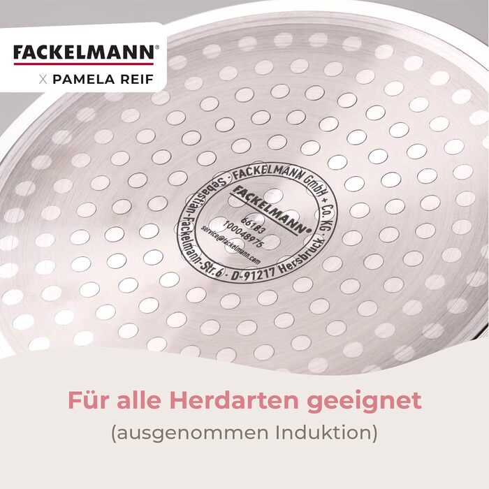 Сотейник 16 см с ребристым дизайном со стеклянной крышкой, пастельно-бежевый Pamela Reif Fackelmann