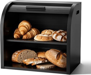 Бамбуковий хлібник 38 x 25 x 36 см чорний G.a HOMEFAVOR