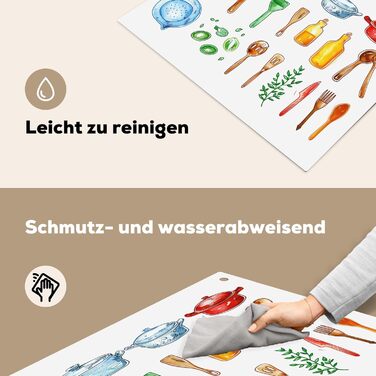 Фартух для плити, кухонний фартух, вініл, 78x52 см, декор для кухні, облицювання стіни, кришка для плити - сіро-чорна (кухня - креслення, 52Д x 65Ш см)