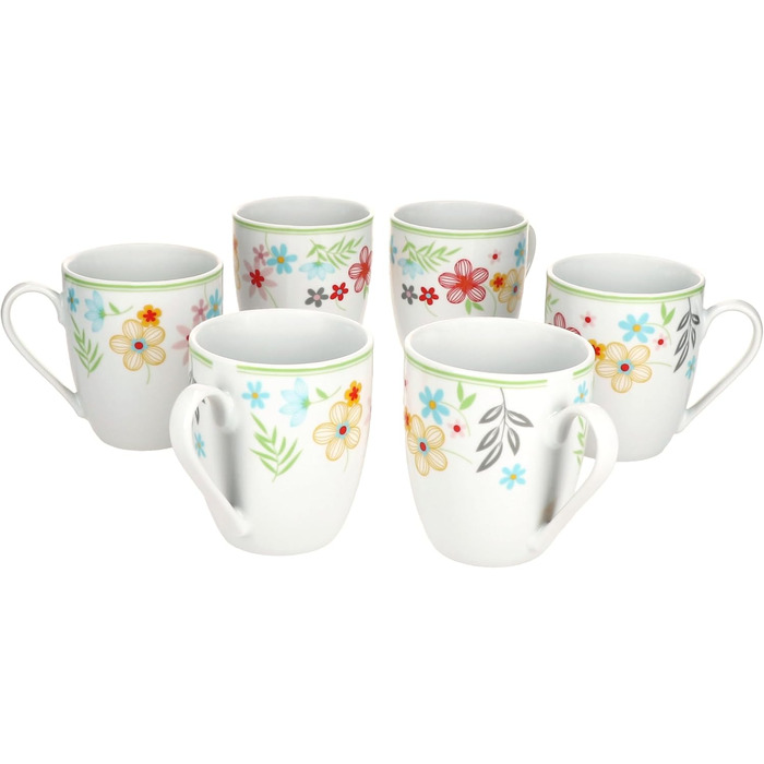 Набір із 6 тарілок для торта MamboCat Variant Floral Барвисті порцелянові тарілки для сніданку на 6 осіб Барвисті маленькі тарілки для салату, десерту та інших страв на сніданок, обід, каву та вечерю (кавові кружки)