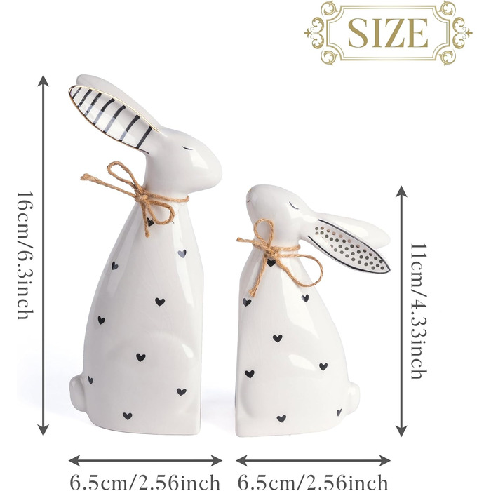 Набір із 2 керамічних пасхальних зайчиків прикраси столу Valery Madelyn