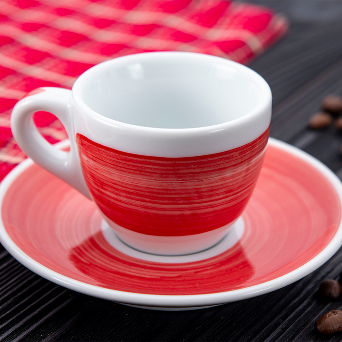 35111 Чашка espresso 75 мл Red stroke B 'Verona Millecolori Hand Painted Brush stroke B Red with Sta