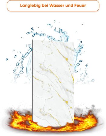 Стінові панелі IZODEKOR під мармур 60x120 см Фартух для кухні ПВХ-облицювання стін для кухні, ванної кімнати Бризкозахисний екран для кухні Водонепроникний та термостійкий (4 панелі, Golden Harmony)