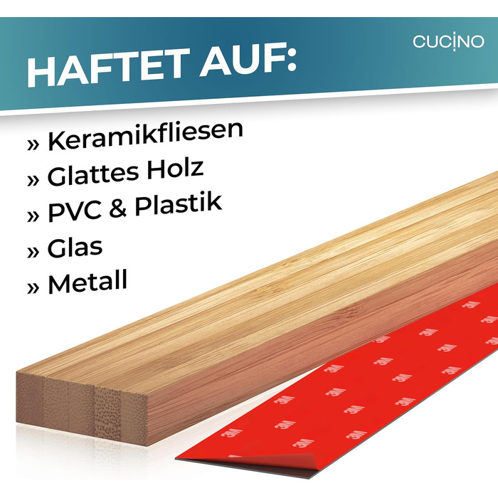 Магнітний тримач для ножів настінний 25 см, бамбук CUCINO