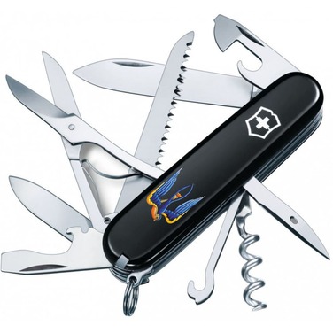 Ніж Victorinox Huntsman Ukraine 91мм/15функ/чорн /Тризуб-Ластівка