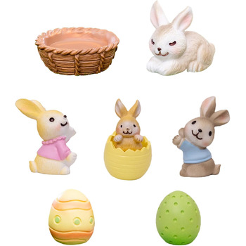 Міні-фігурок кроликів, прикраси у вигляді великоднього кролика, прикраси для кроликів, великодні прикраси, невеликі подарунки на день народження та святкове приладдя, прикраси для квіткових горщиків на Великдень та сукуленти, 7