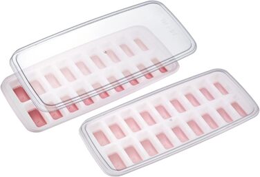 Льодогенератор Westmark Ice Cube Maker Cube форма для льоду з кришкою, для приготування 6 великих кубиків льоду, прозорий/червоний/білий пластик, без BPA, великий (напівкруглий, маленький)