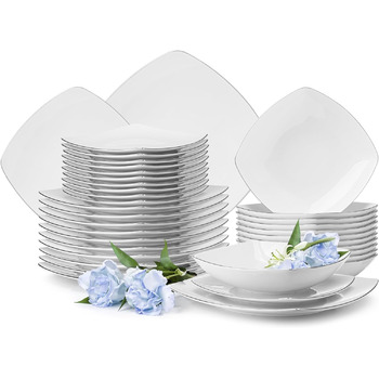 Набір посуду konsimo Combi 12 персон Набір тарілок CARLINA Modern 36 предметів Столовий сервіз - Сервіз та набори посуду - Комбінований сервіз 12 осіб - Сервіз для сім'ї - Столовий посуд Столовий посуд (Dinner Сервіз 36 днів, Platinum Edges)